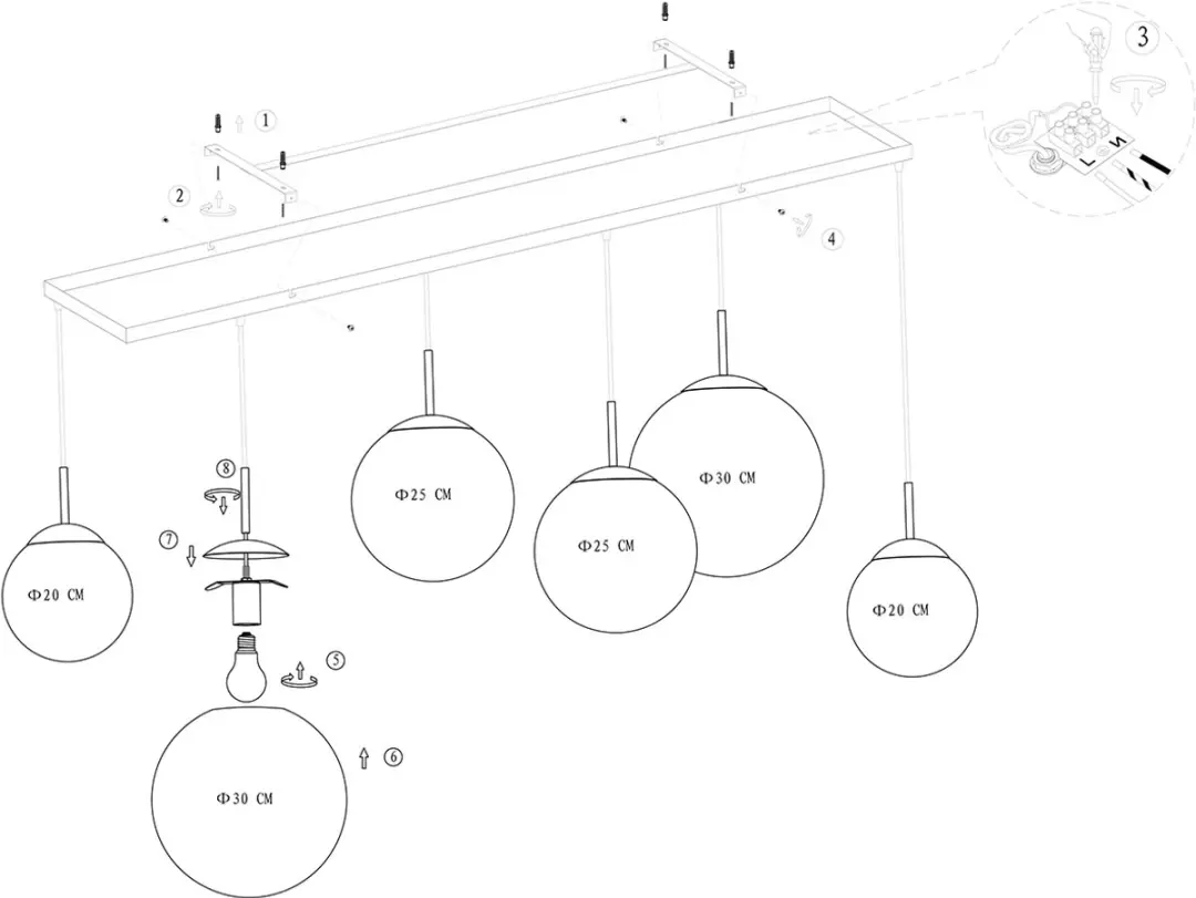 Steinhauer Bollique New 3499ZW Hanglamp - 6 Lichts - Zwart