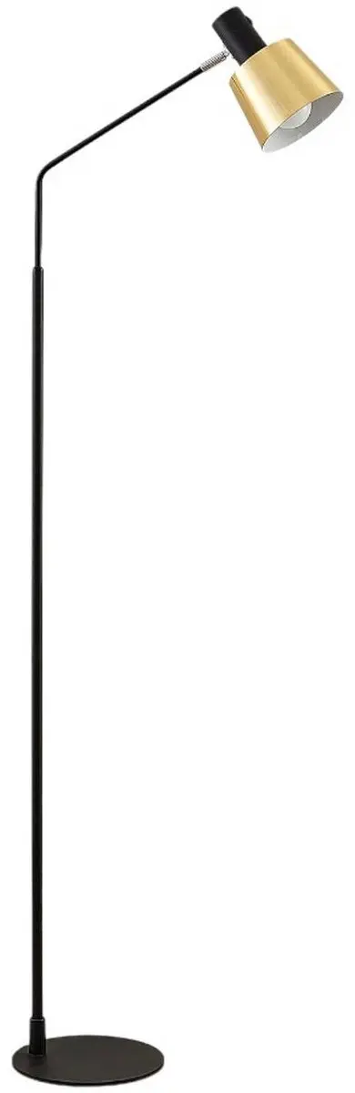 Lindby Vloerlamp 1 Licht E27 - 143,5 cm - Mat Messing/Zwart
