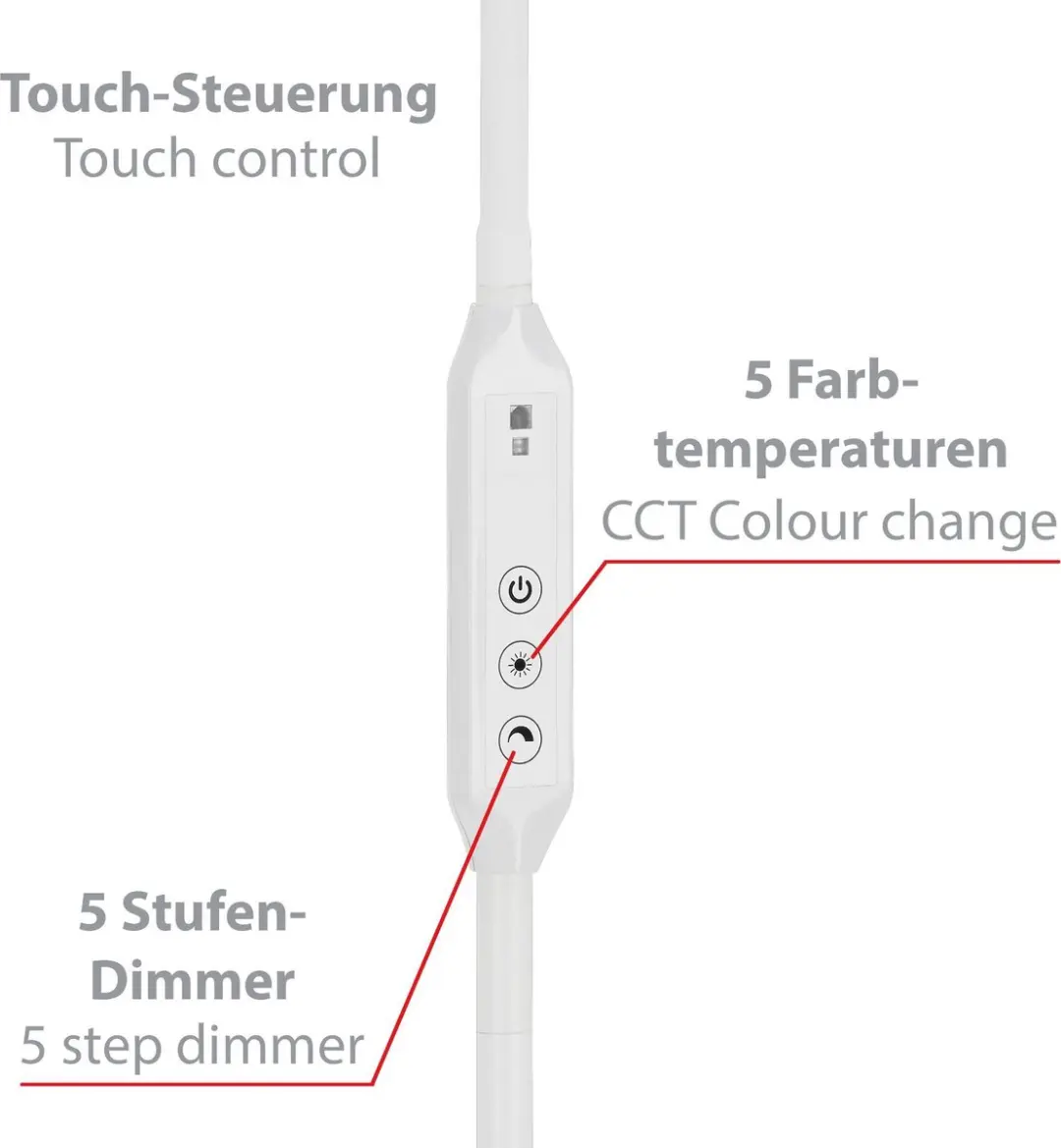 Briloner Office Remote LED Vloerlamp - 4 Lichtpunten - 3000K - Wit