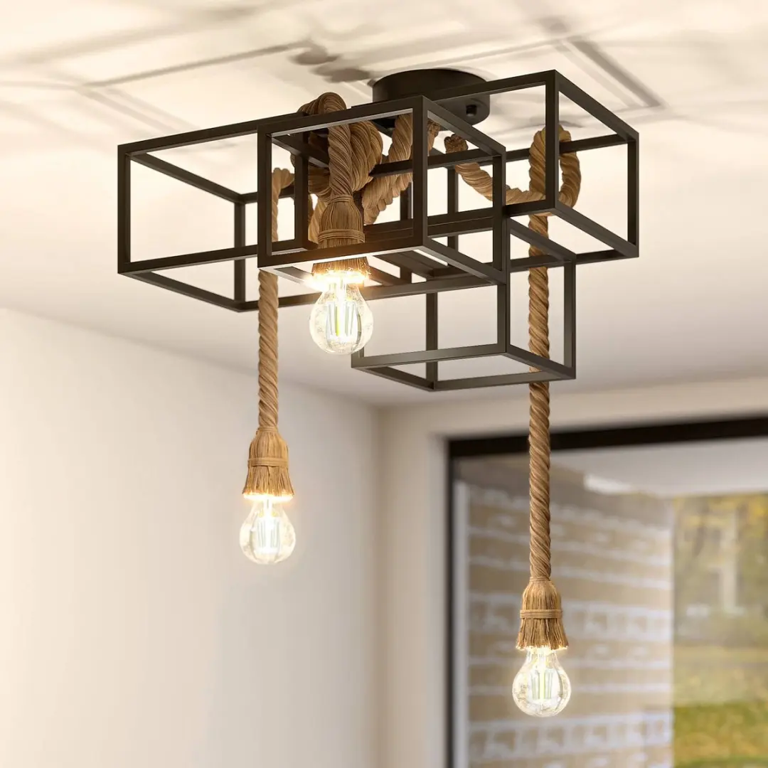 Lucande Plafondlamp 3-Lichts - Zandzwart/Lichtbruin