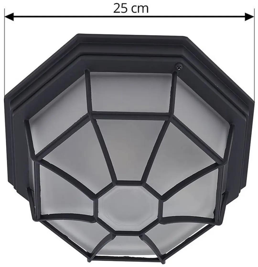 Lindby Plafondlamp 1 Licht - Ø25cm - Donkergrijs/Opaal