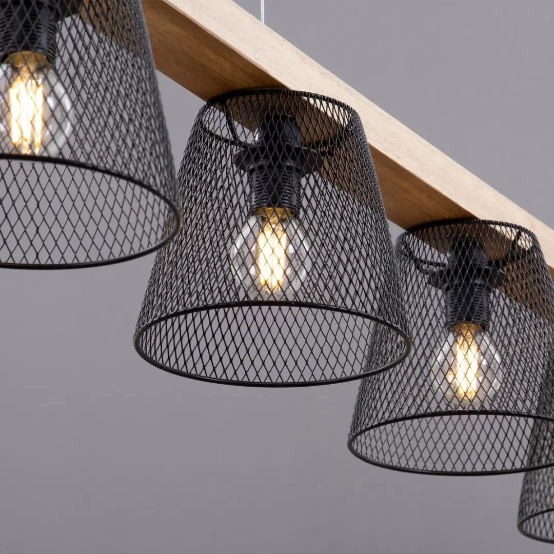 Briloner Wood & Style Hanglamp 5xE14 - Zwart