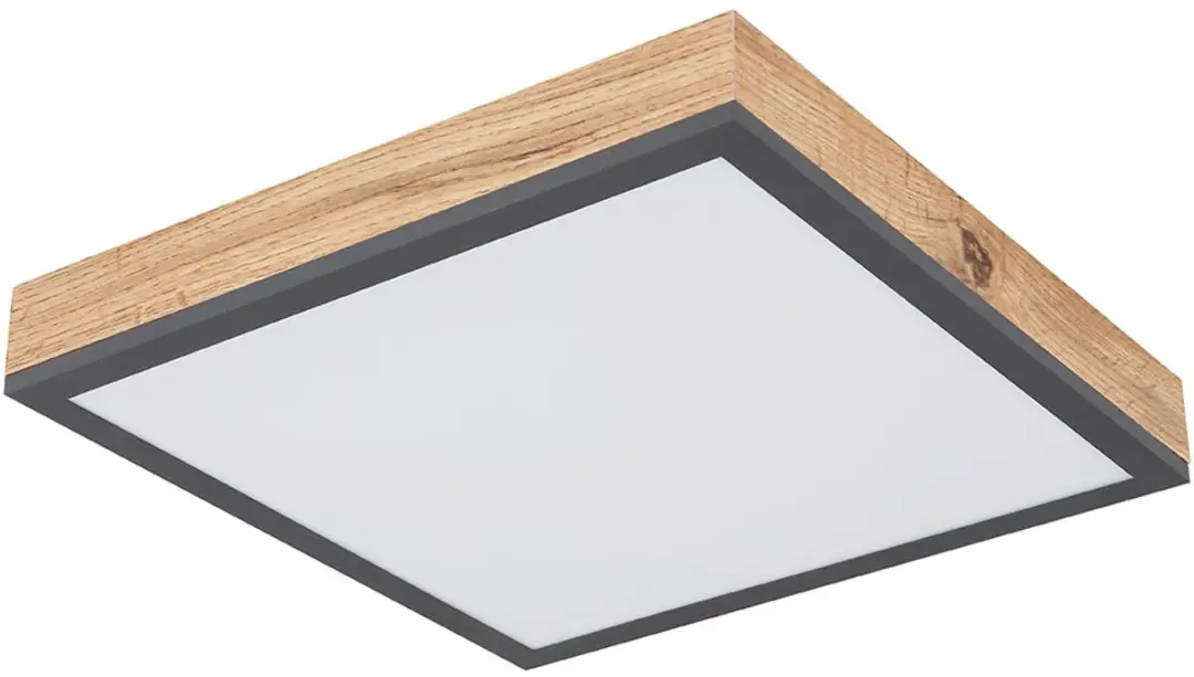 Globo Plafondlamp Houtlook Wit Opaal Grafiet 12W 750lm