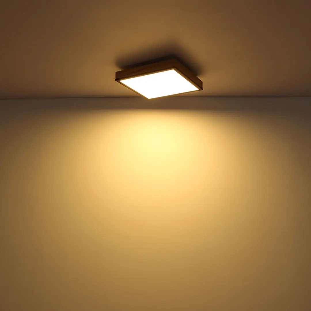 Globo Plafondlamp Houtlook Wit Opaal Grafiet 12W 750lm - afbeelding 6 van 6
