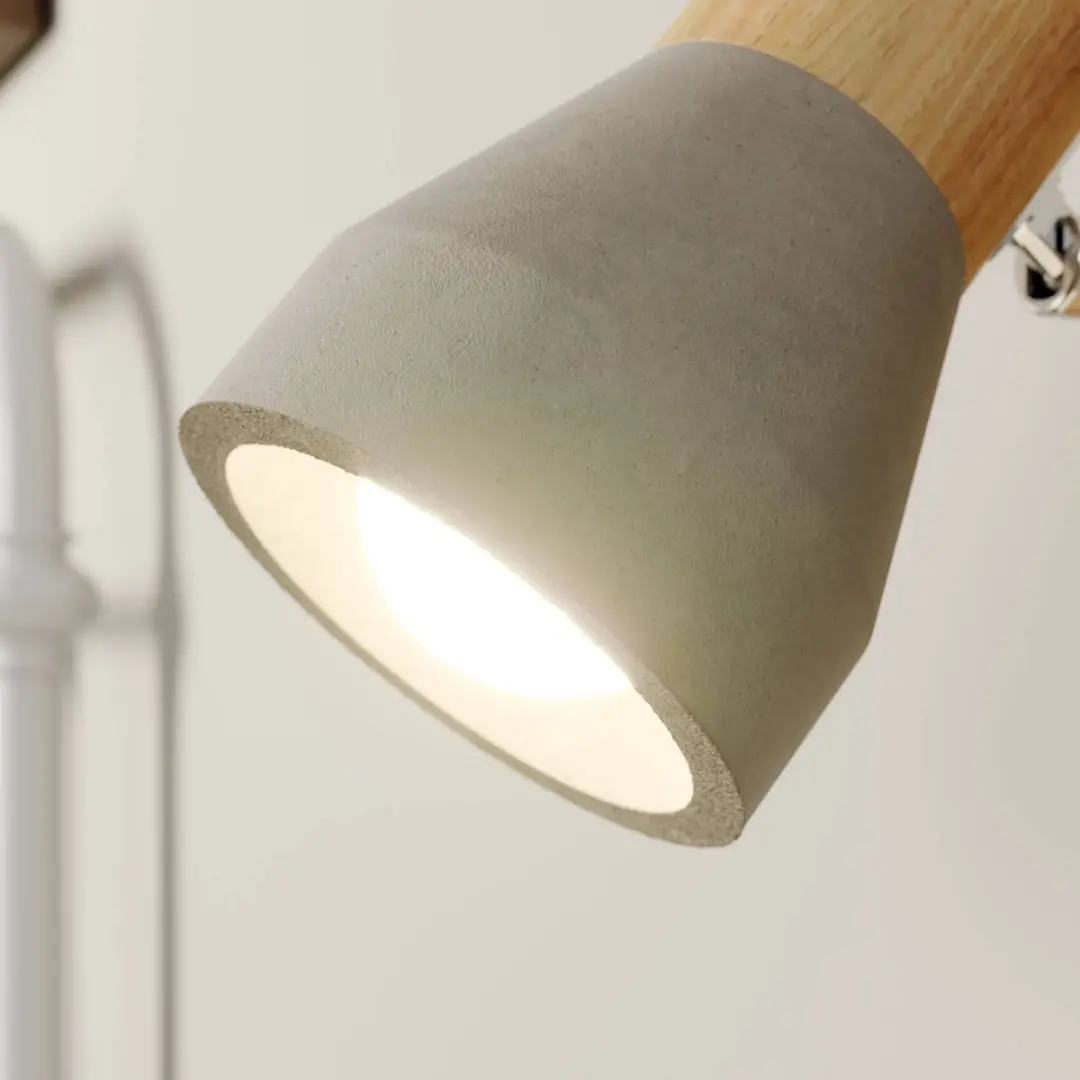 Lindby Landelijke Wandlamp 1 Licht E14 - Betongrijs/Licht Hout/Gesatineerd Nikkel
