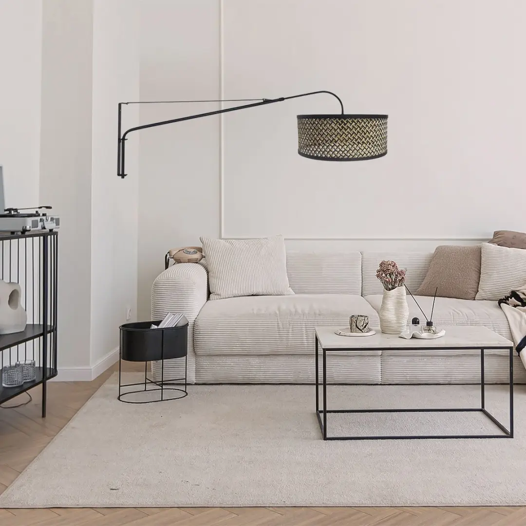 Steinhauer Elegant Classy 3699ZW Wandlamp - Bamboe kap - Ø10cm