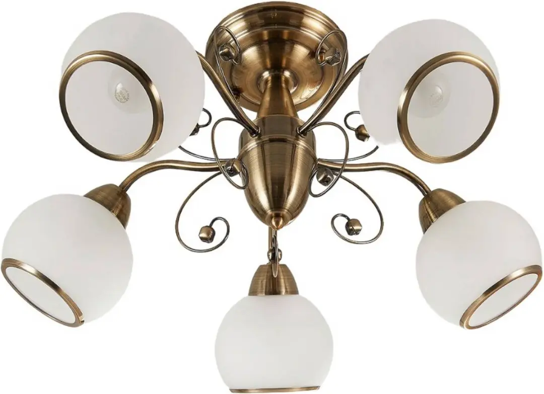 Lindby Plafondlamp 5-Lichts - Ø59cm - Wit Gesatineerd/Metalen