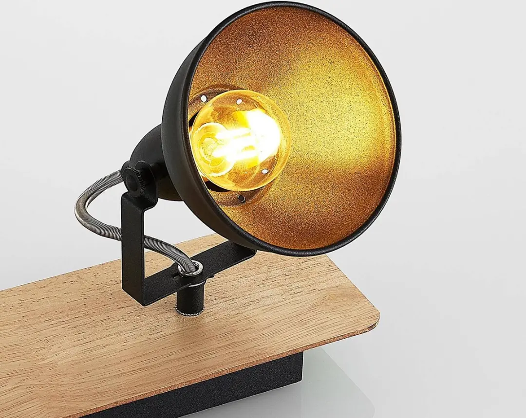 Lindby Buitenspot 4-lichten E14 - Zwart/Licht hout
