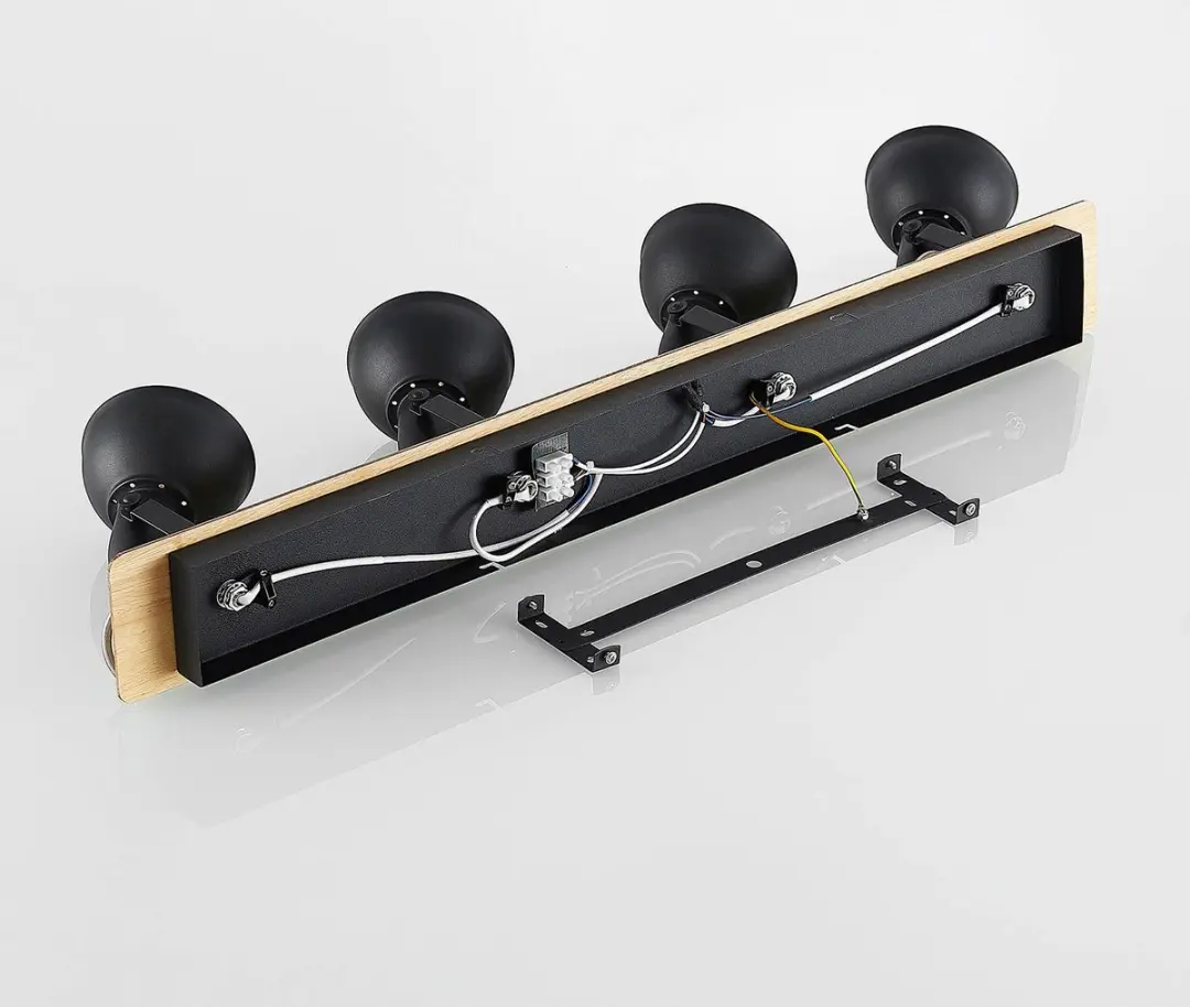 Lindby Buitenspot 4-lichten E14 - Zwart/Licht hout