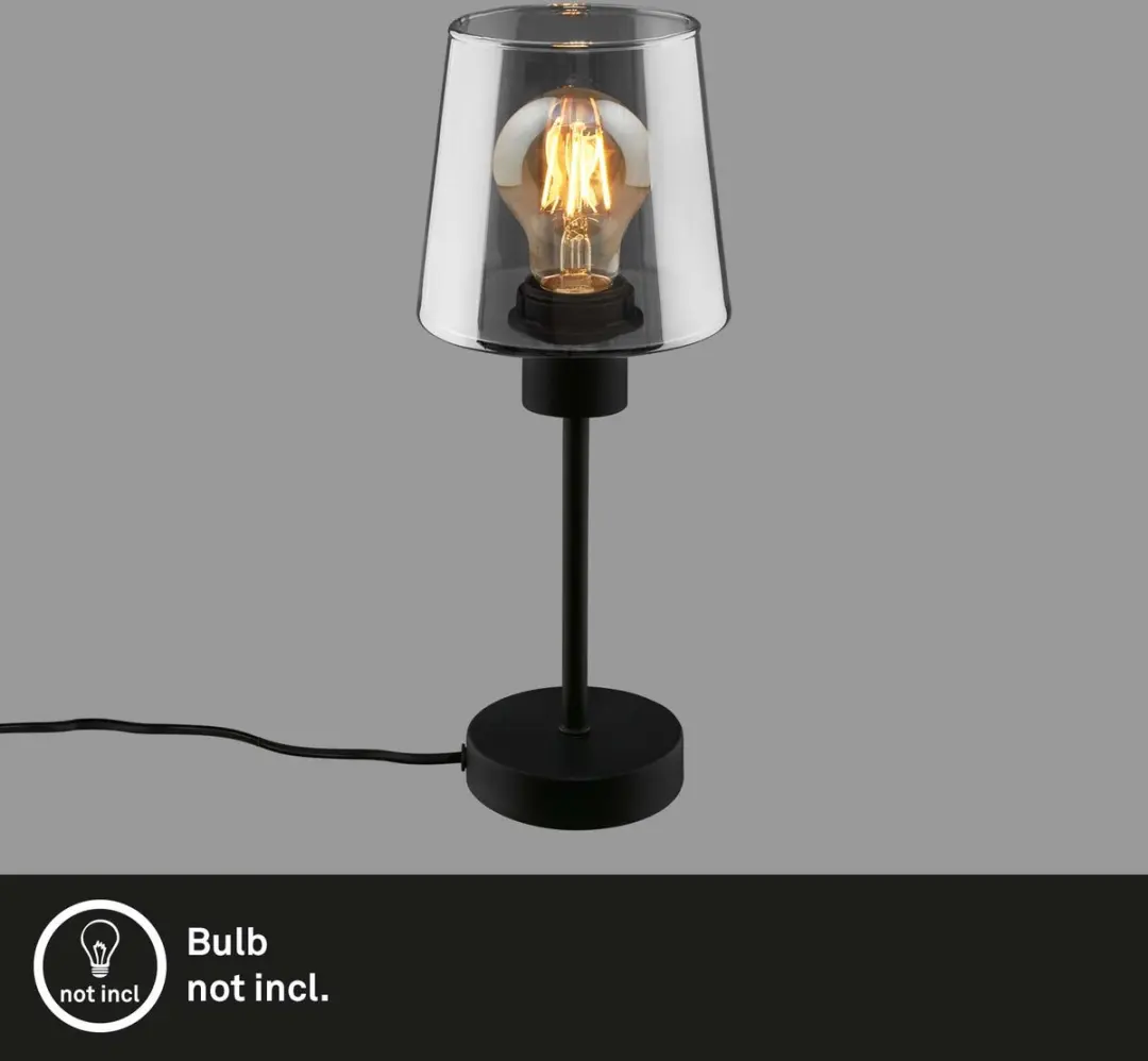 Briloner FUMI Tafellamp - 1xE27 max.10W - Zwart-Rookglas