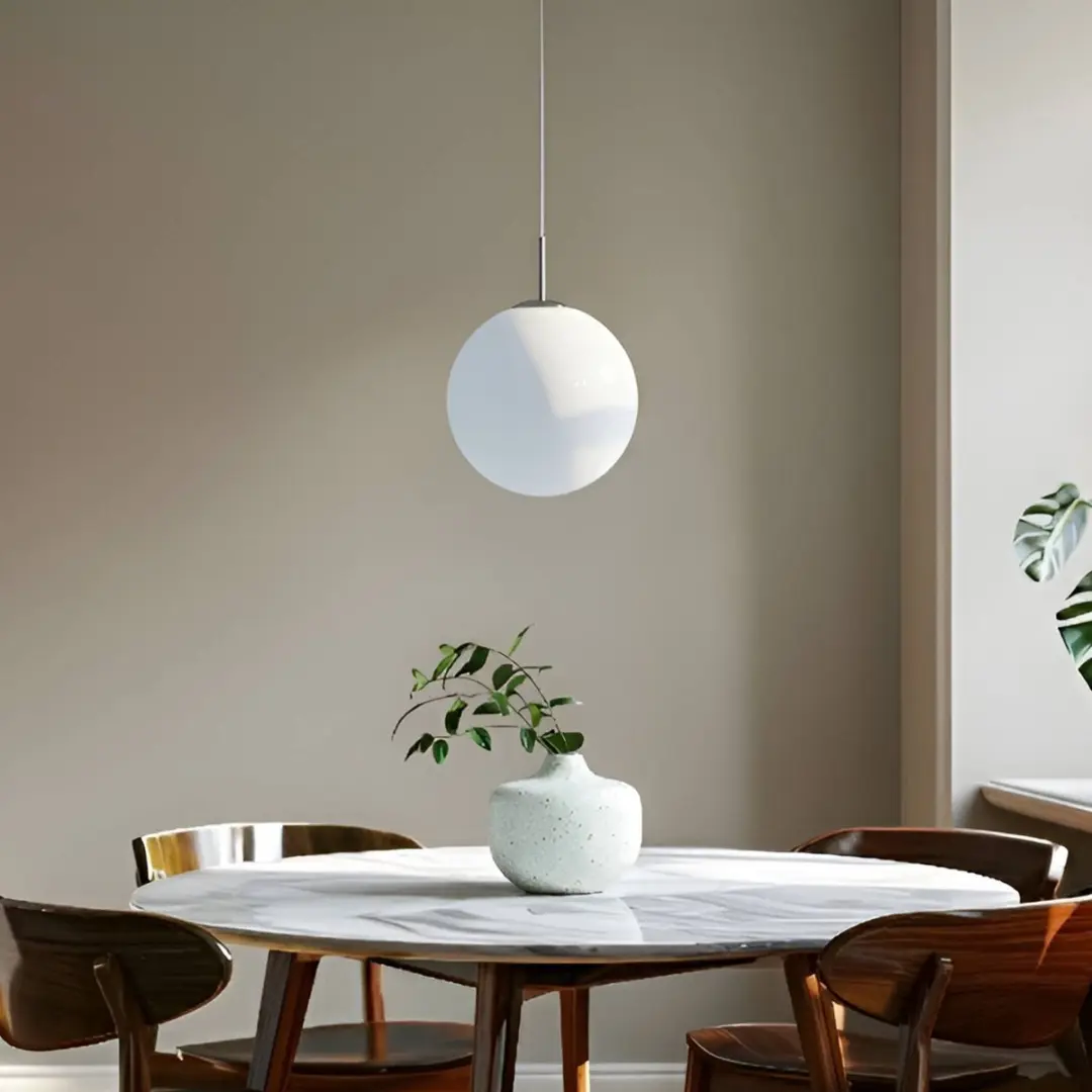 Lindby Marike+ Hanglamp E27 - 1 Lichtpunt - Wit/Nikkel