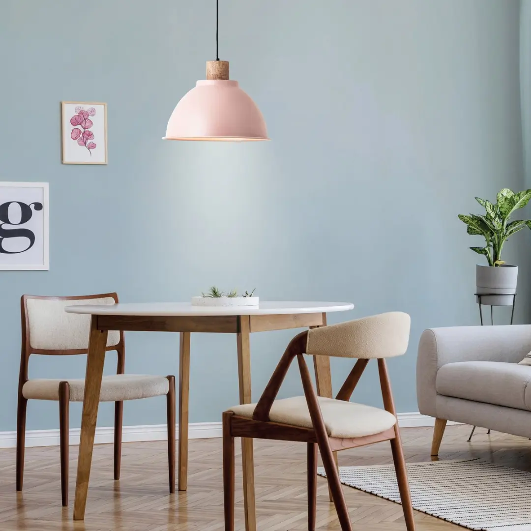 Brilliant Erena Hanglamp 38cm - Lichtroze Metaal/Hout - afbeelding 6 van 6