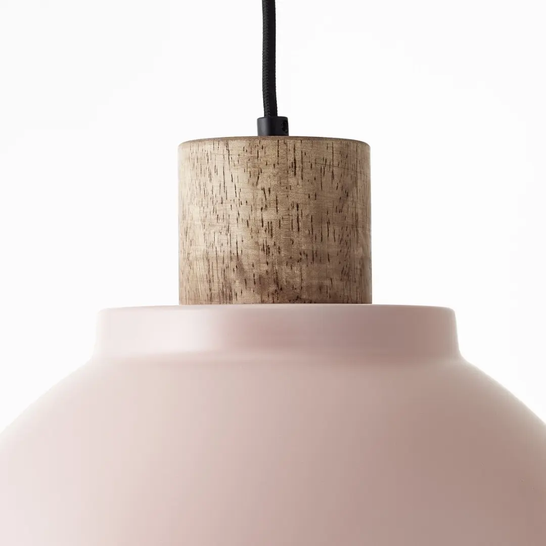Brilliant Erena Hanglamp 38cm - Lichtroze Metaal/Hout