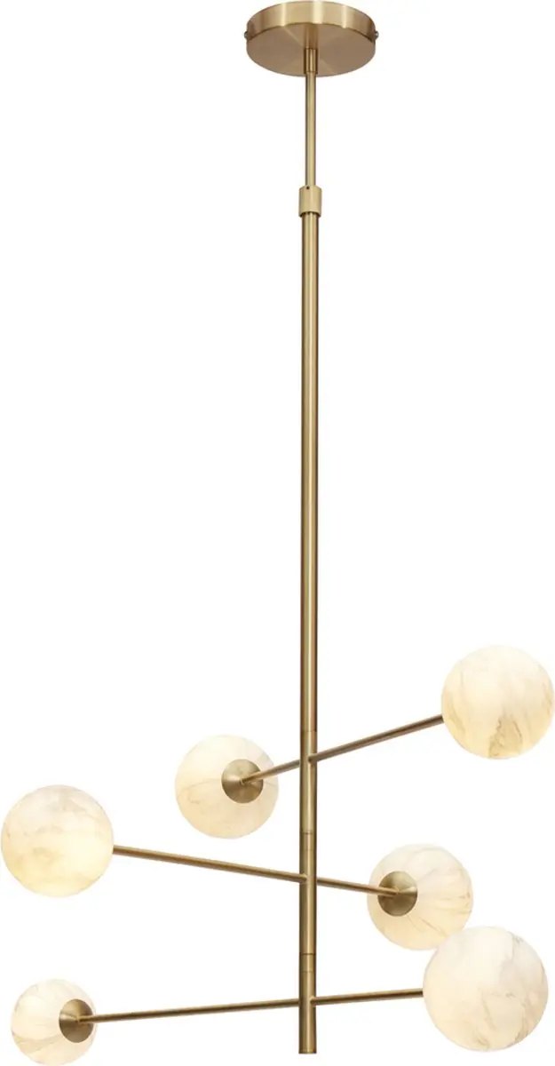 it's about RoMi Carrara Hanglamp - Goud/Wit - 6 Lichtpunten