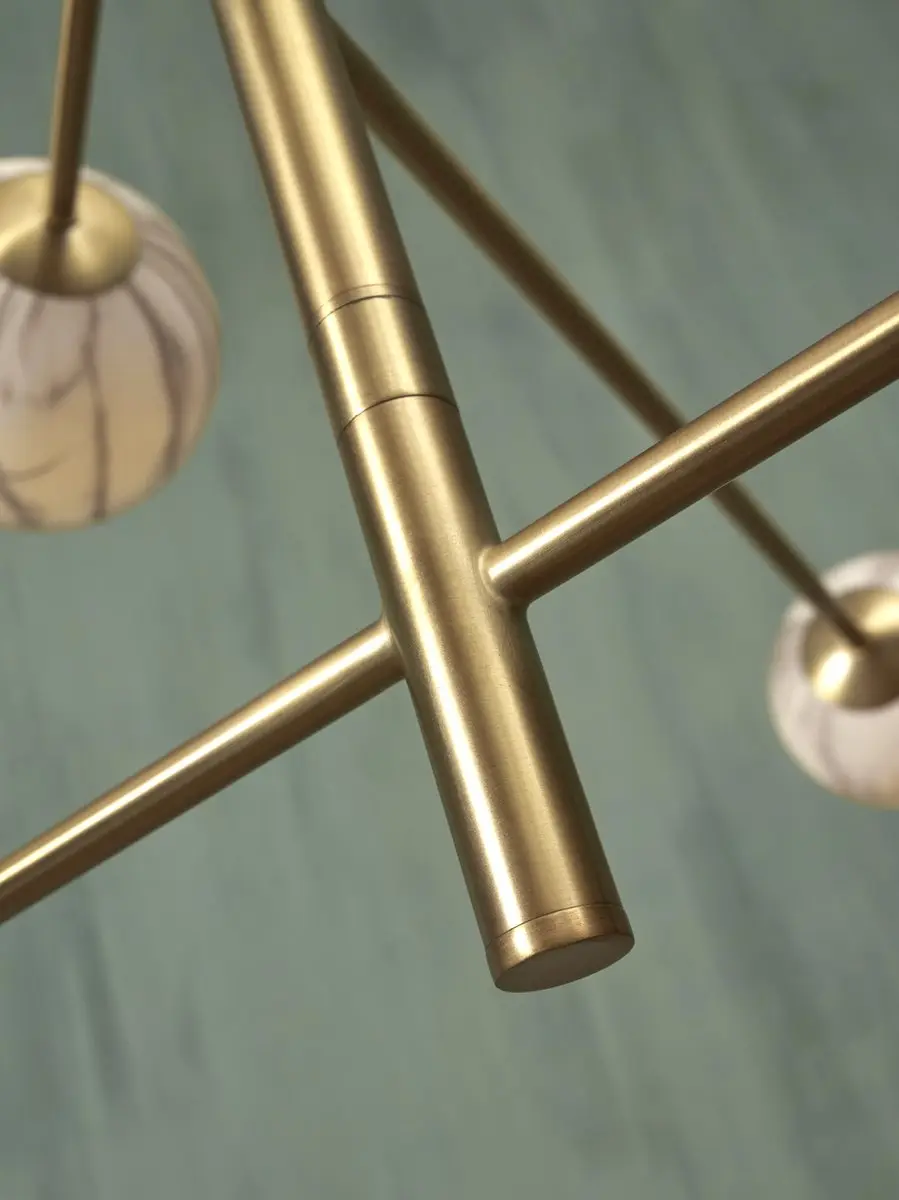 it's about RoMi Carrara Hanglamp - Goud/Wit - 6 Lichtpunten