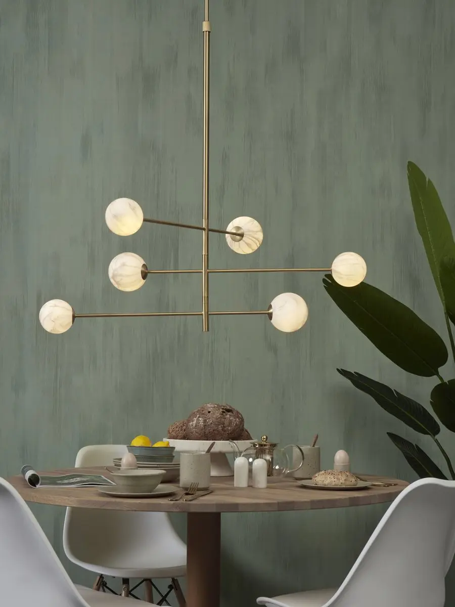 it's about RoMi Carrara Hanglamp - Goud/Wit - 6 Lichtpunten