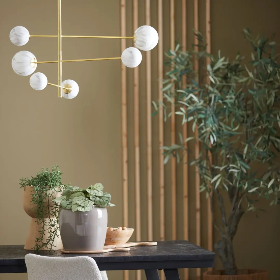 it's about RoMi Carrara Hanglamp - Goud/Wit - 6 Lichtpunten