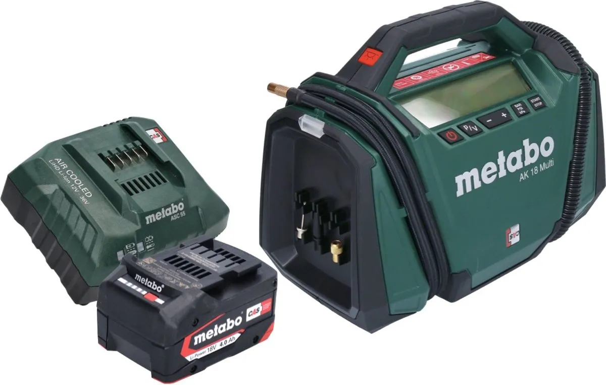Metabo AK 18 Multi Accucompressor 18V 11 bar - 4,0Ah - Groen