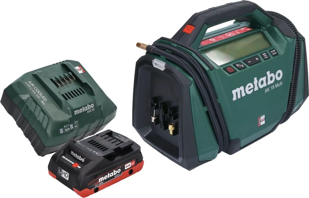 Metabo AK 18 Multi Accucompressor 18V 11 bar - 4,0Ah - Groen