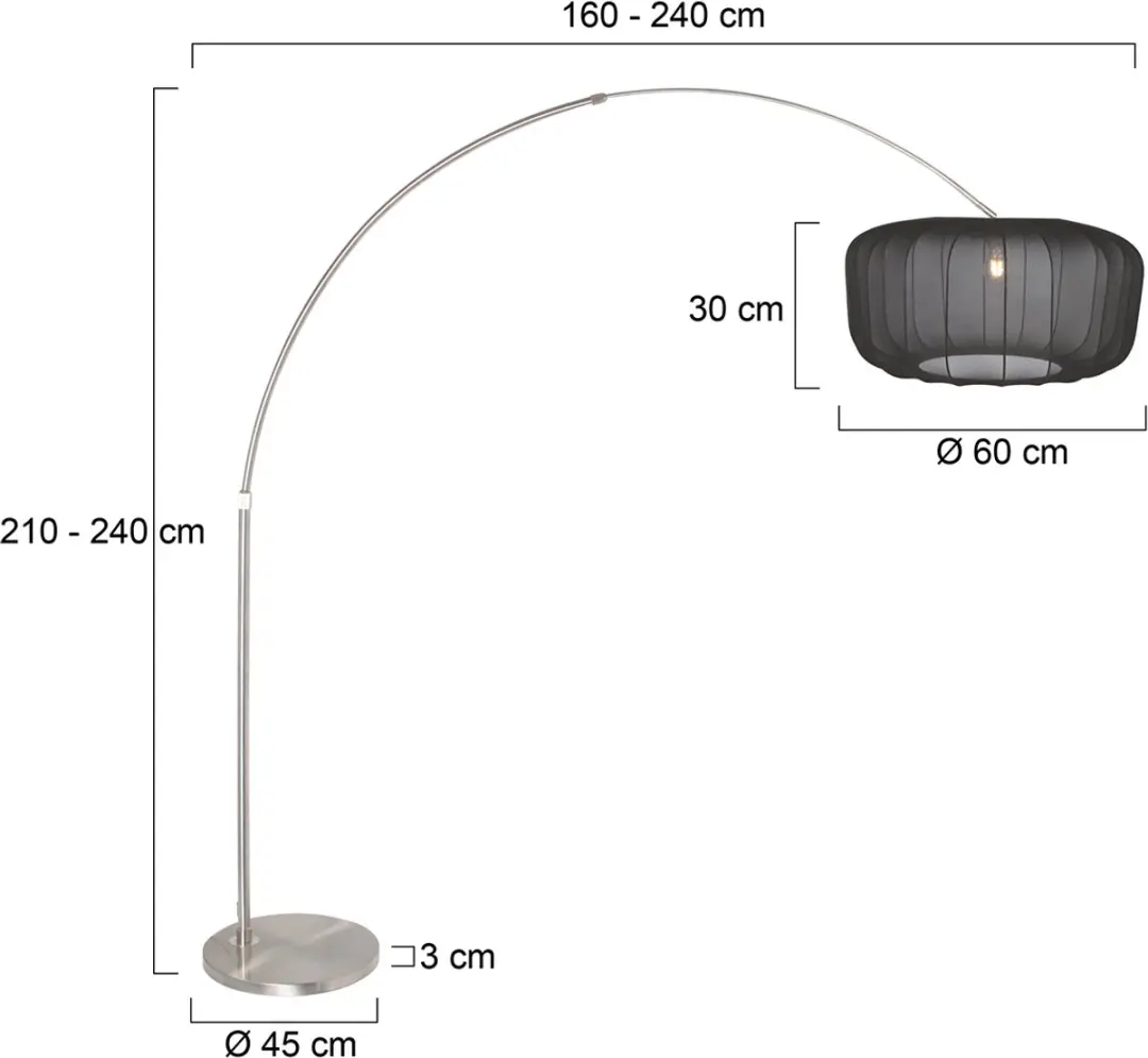 Steinhauer Sparkled Light 4559ST – Booglamp – Staal/zwarte kap - afbeelding 6 van 6