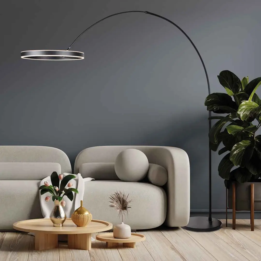 Steinhauer Ringlux 4130ZW Vloerlamp - 2x20W 4000 Lumen - Zwart
