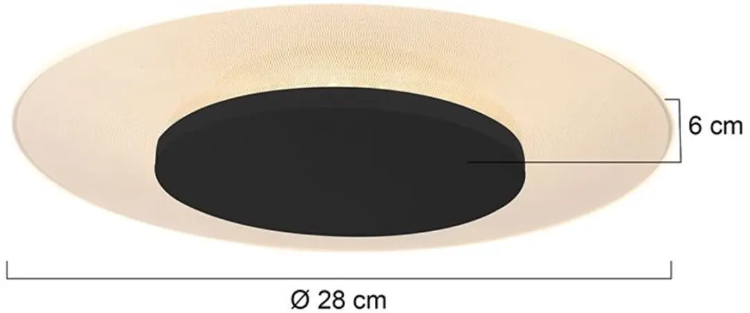 Steinhauer Lido Plafonnière 1100 Lumen - Zwart Ø28cm - afbeelding 6 van 6