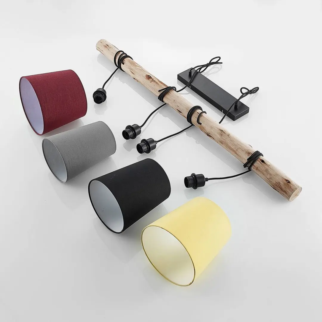 Lindby Hanglamp 4-lichts Textiel/Hout - E27 - 5 Kleuren
