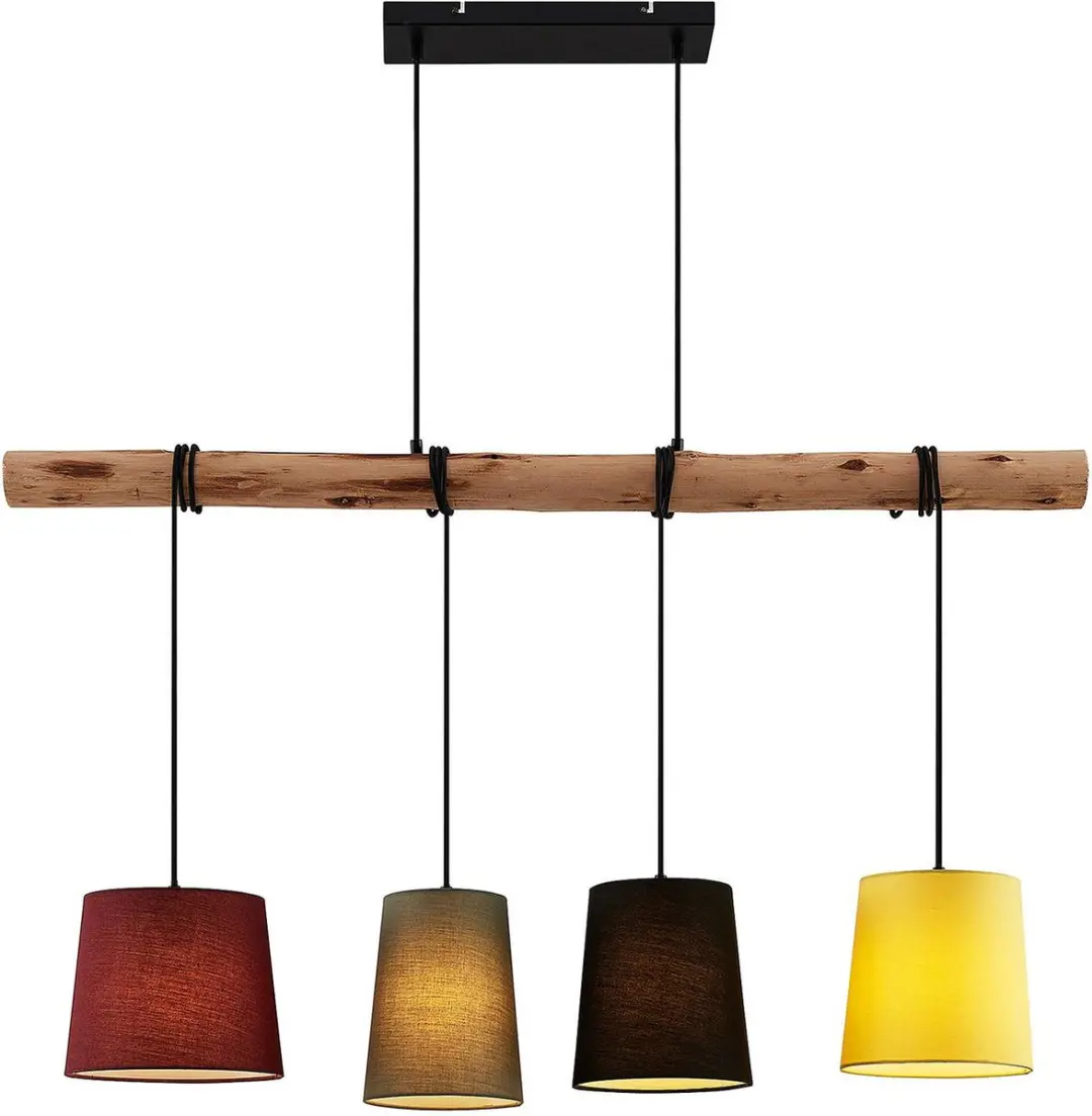 Lindby Hanglamp 4-lichts Textiel/Hout - E27 - 5 Kleuren