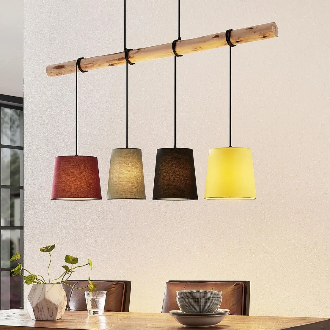 Lindby Hanglamp 4-lichts Textiel/Hout
