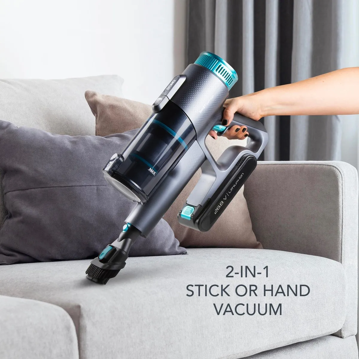 DOMO DO252SV Steelstofzuiger SmartSense - Stofzuiger Zonder Zak Draadloos - Kruimelzuiger - BLDC motor - 30kPa Power