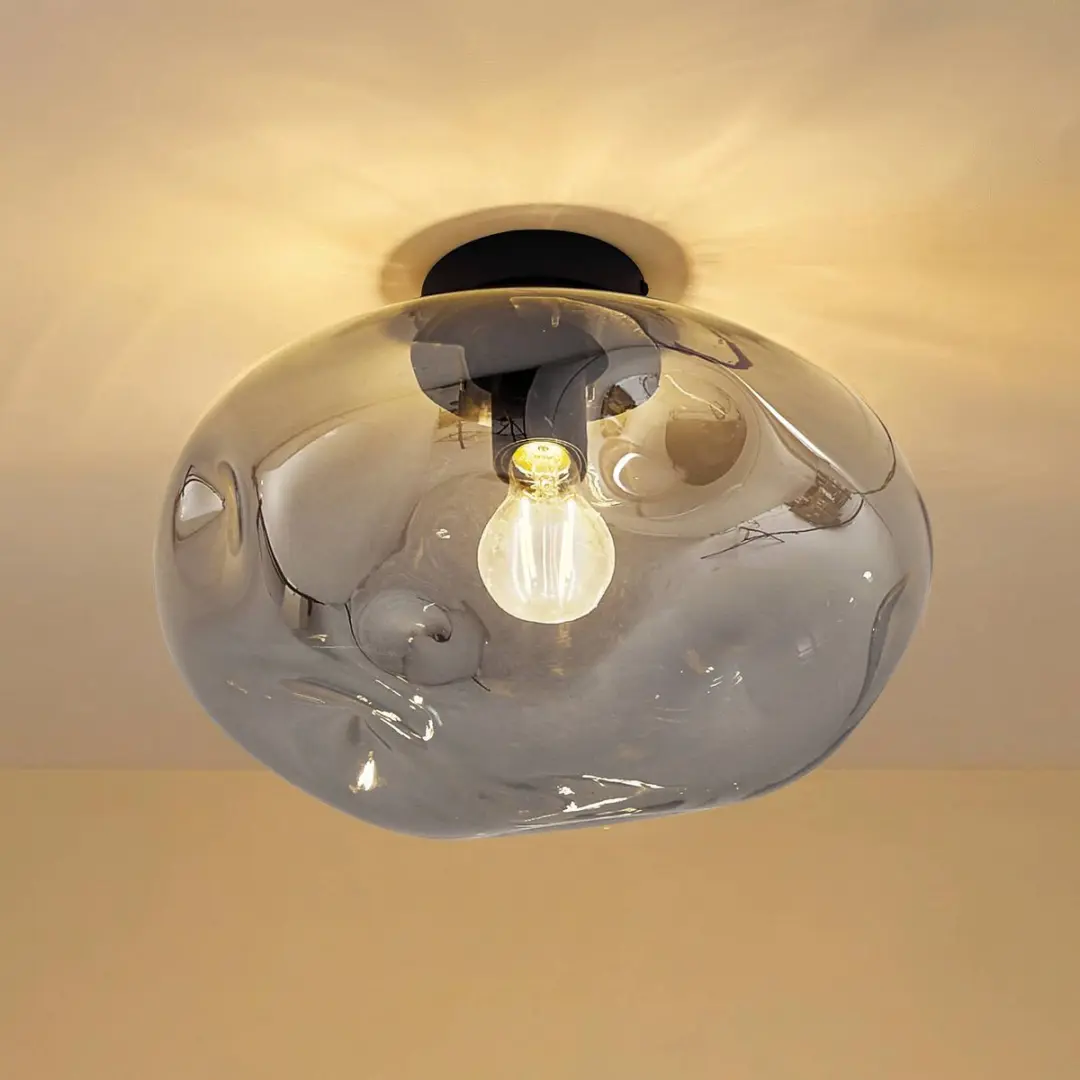 Lindby Plafondlamp 1 Licht - Ø35cm - Rookgrijs/Zandzwart
