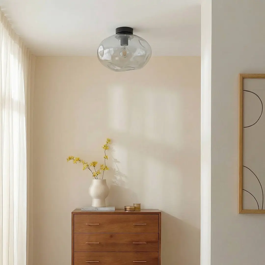 Lindby Plafondlamp 1 Licht - Ø35cm - Rookgrijs/Zandzwart