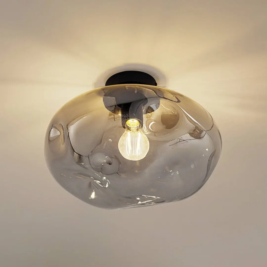 Lindby Plafondlamp 1 Licht - Ø35cm - Rookgrijs/Zandzwart
