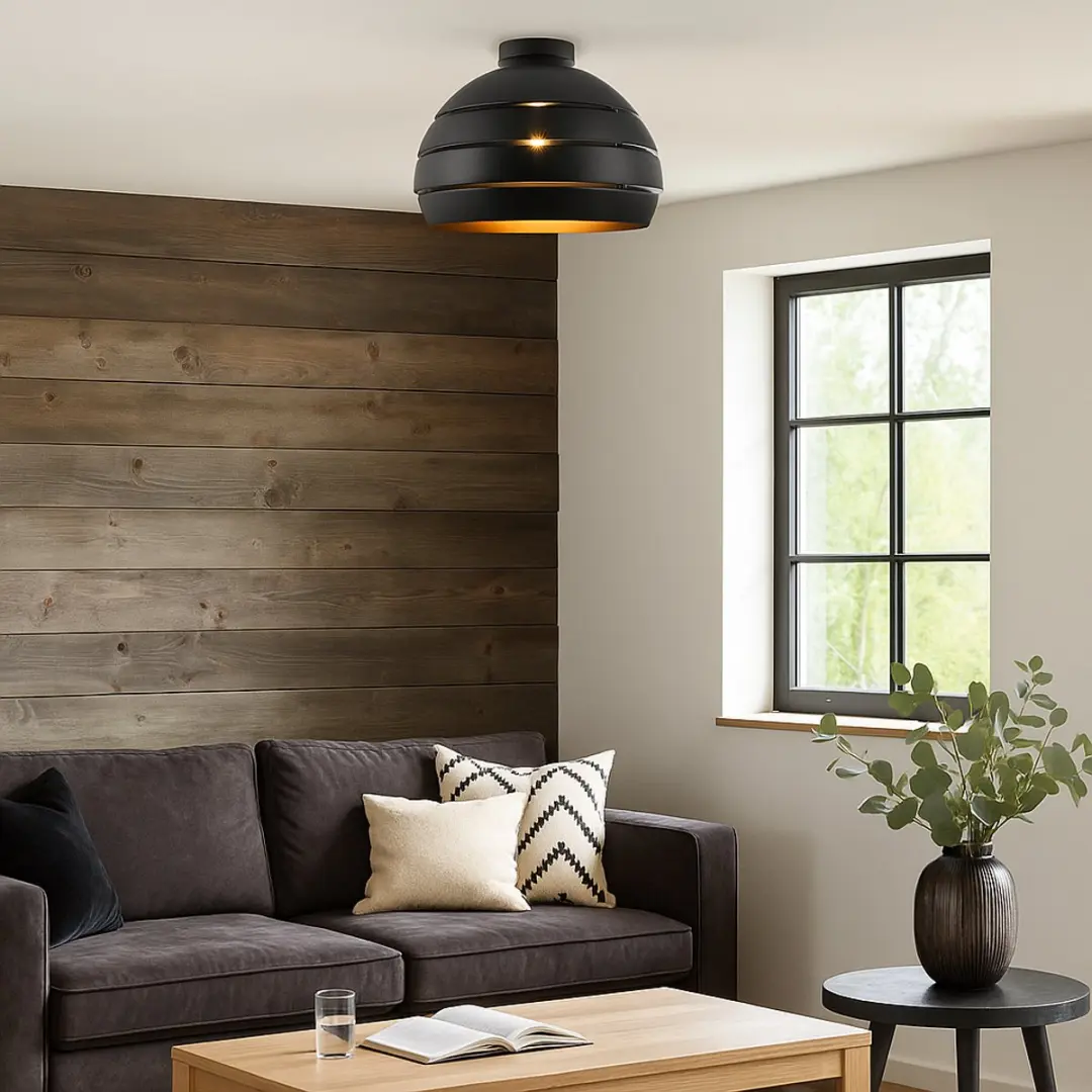 Freelight Plafondlamp Djarin Ø40cm - Zwart/Goud