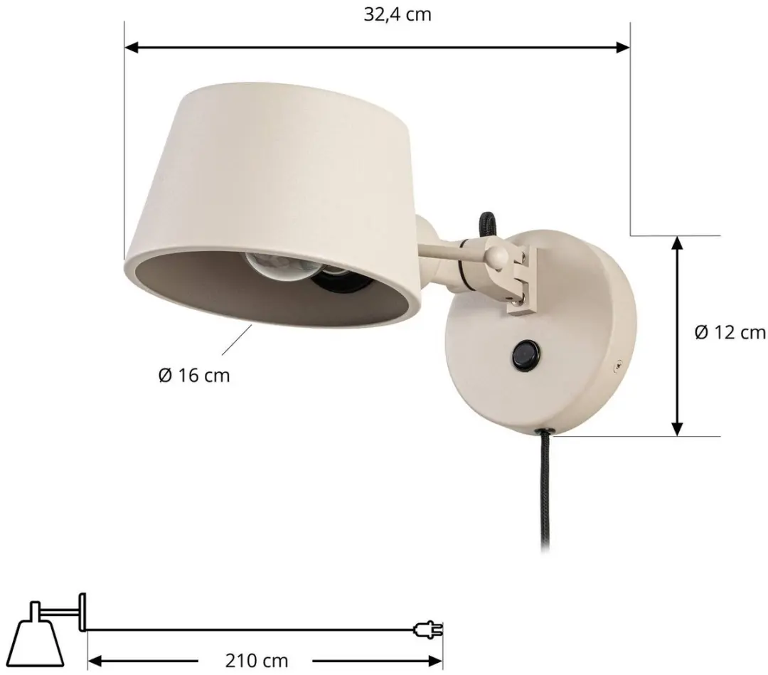 Lucande Wandlamp 1 Licht E27 - 15W - Beige