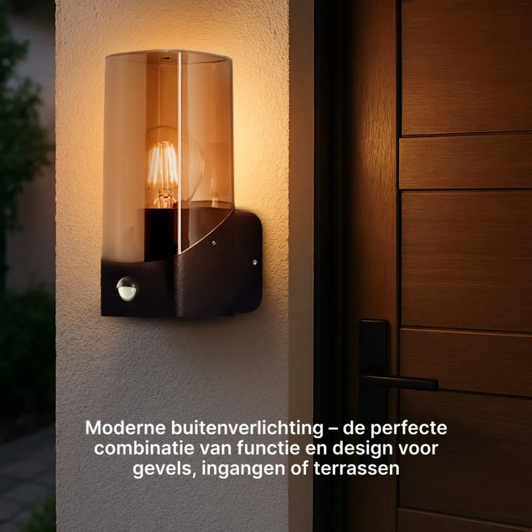Brilliant MINOU Buitenwandlamp Sensor E27 10W - Zwart