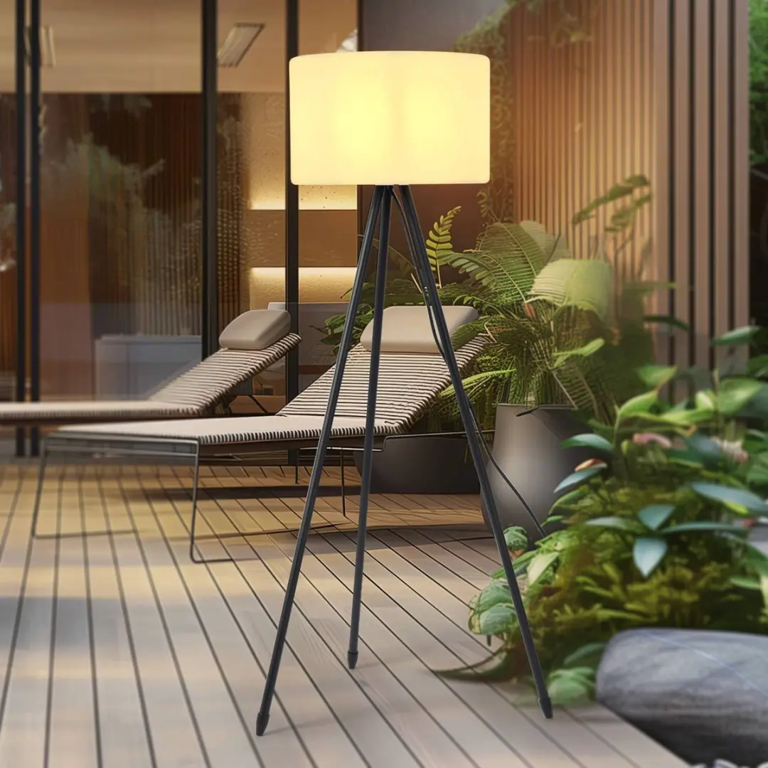 Lucande Terraslamp Driepoot 1 Licht - 130cm - Wit/Zwart