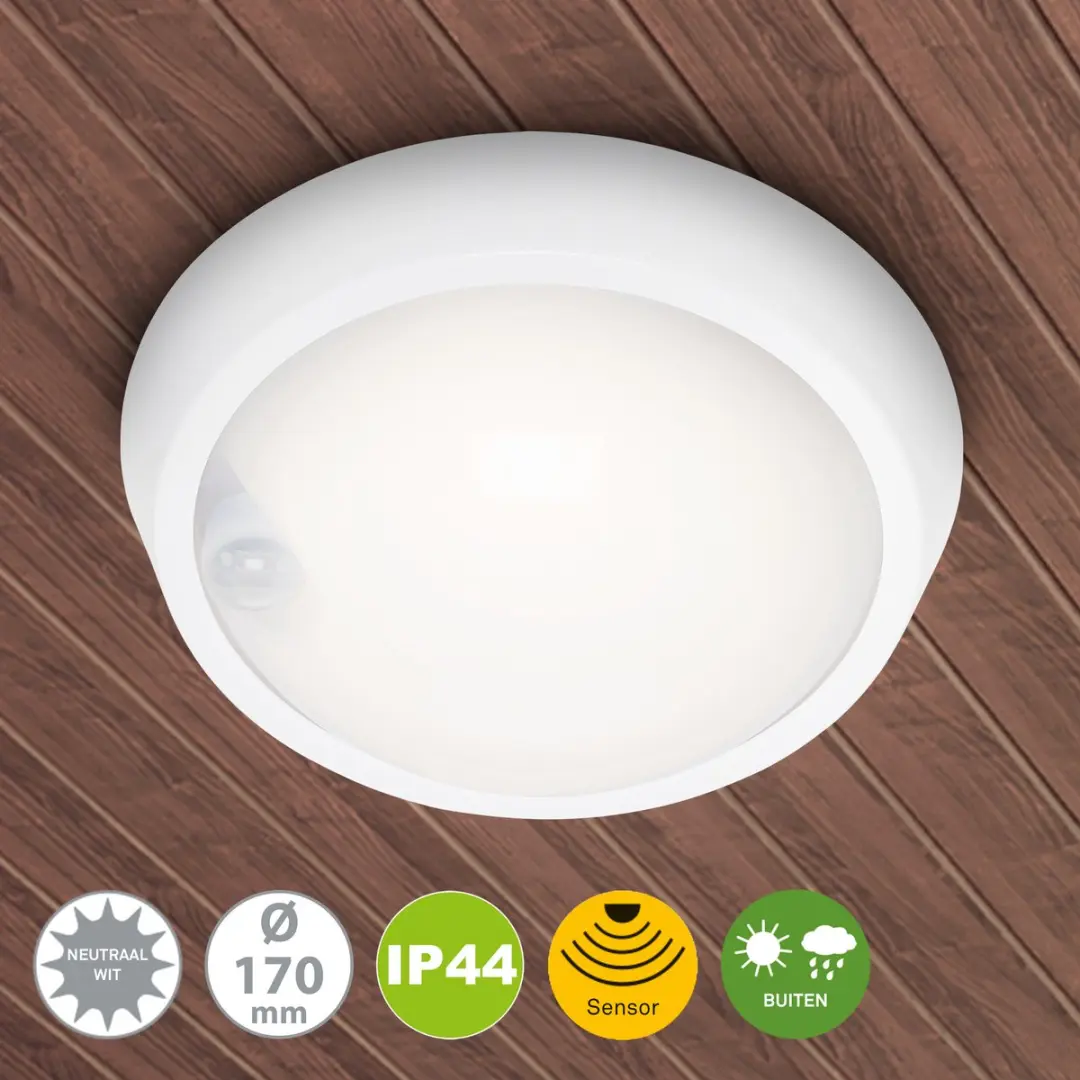 Briloner Helsinki LED Buitenlamp 12W 1150lm - Sensor IP44 Wit