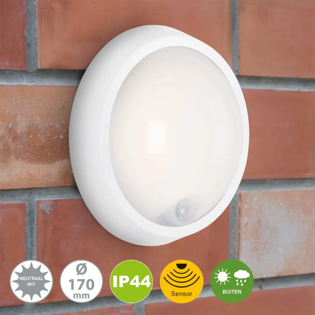 Briloner Helsinki LED Buitenlamp 12W 1150lm - Sensor IP44 Wit