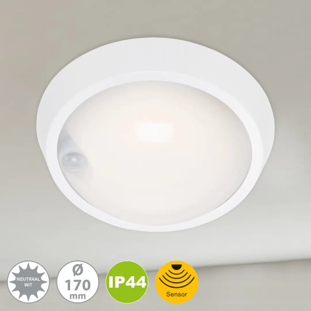 Briloner Helsinki LED Buitenlamp 12W 1150lm - Sensor IP44 Wit