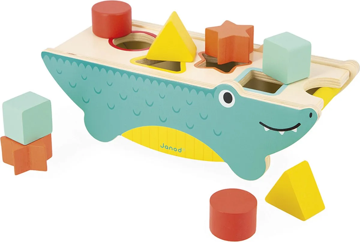 Janod Tropik Vormenstoof Krokodil J08267 - Magnetisch - 8 Houten Blokken