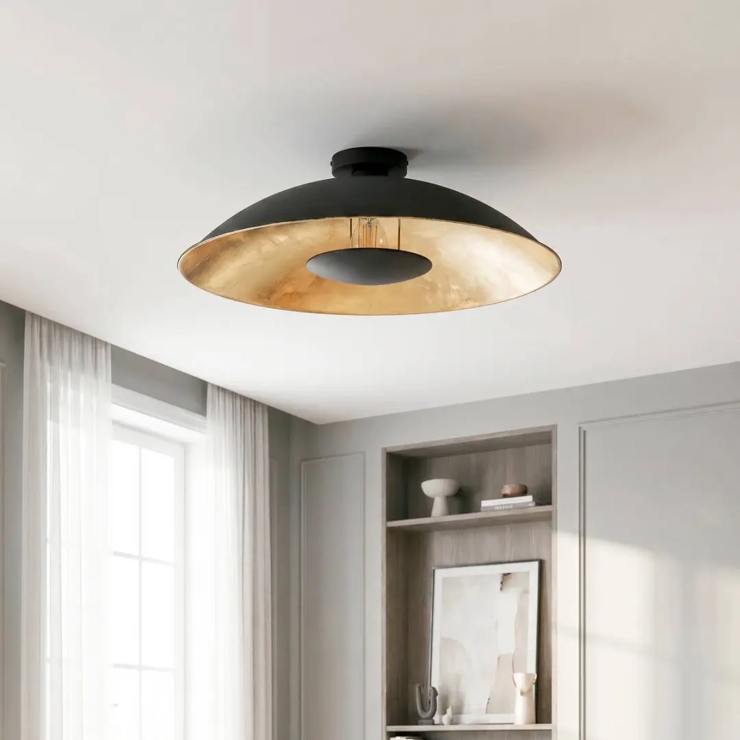 Lindby Emilienne+ Plafondlamp 1 Licht - Ø60cm - Zwart/Goud