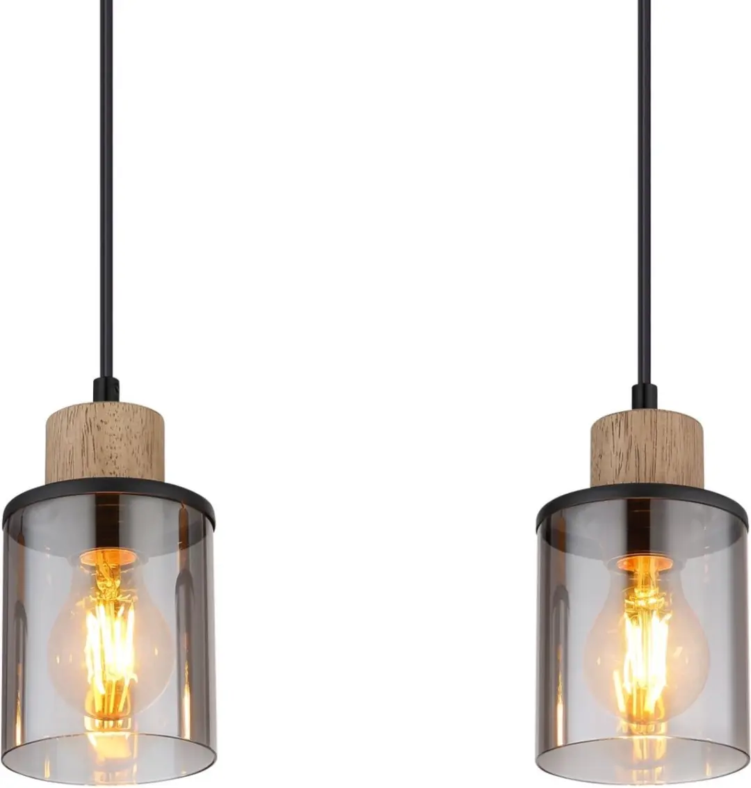 Globo Reid Hanglamp 4xE27 - Zwart - Glas Smoke