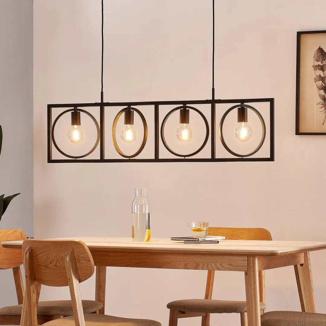 Lindby Hanglamp 4-licht Metaal - 28cm - E27 - Zwart
