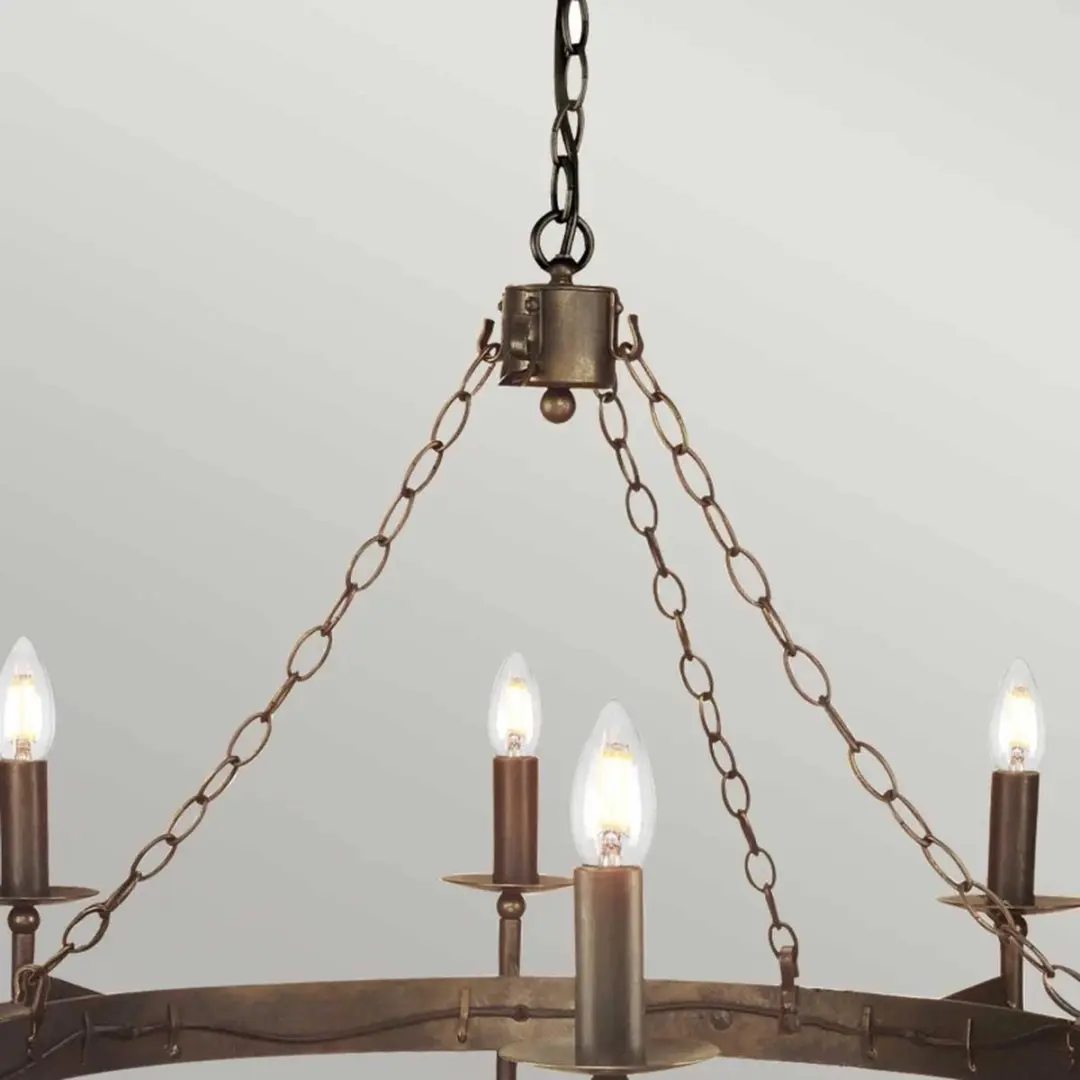 Elstead LED Kroonluchter 8x E14 60W - Dimbaar Old Bronze