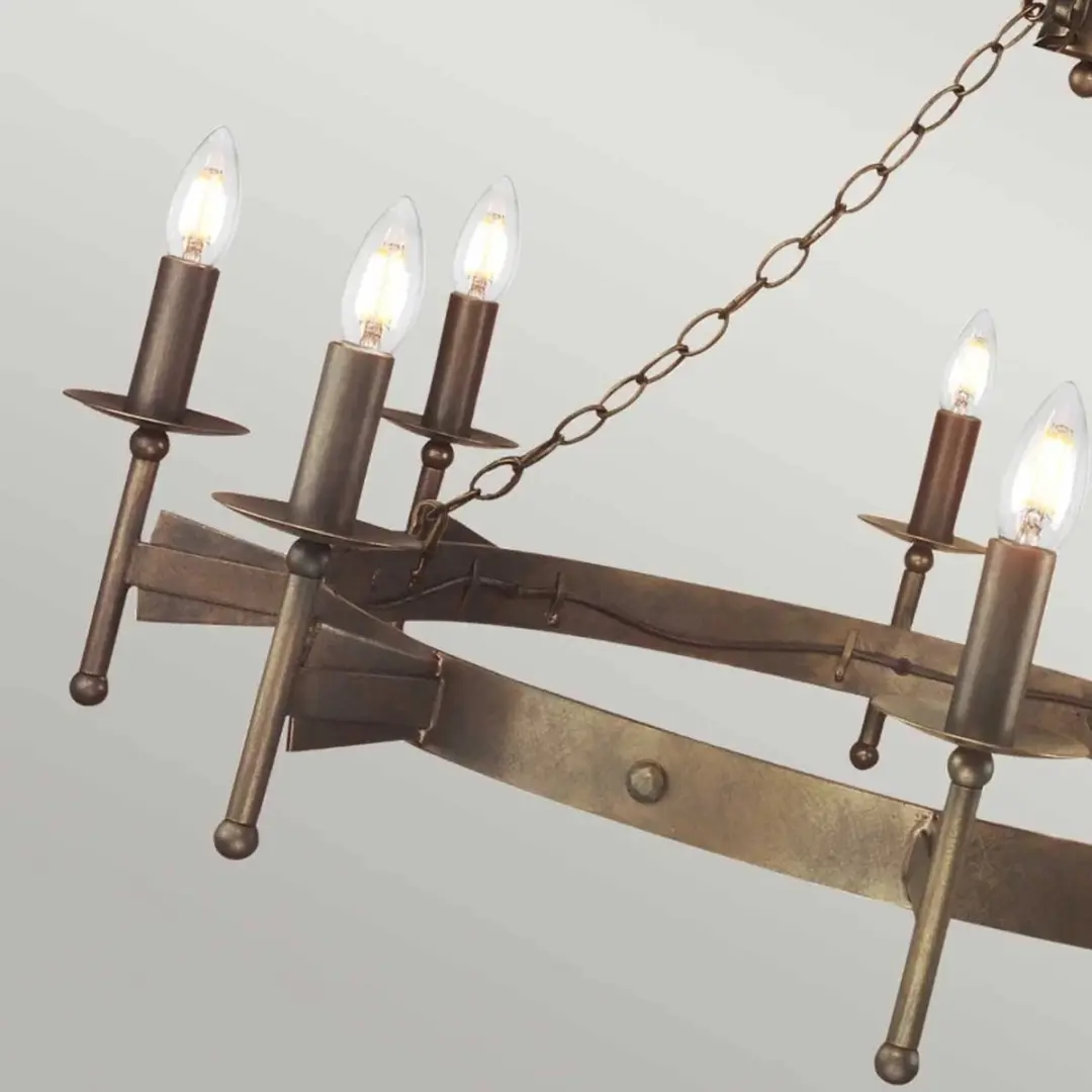 Elstead LED Kroonluchter 8x E14 60W - Dimbaar Old Bronze