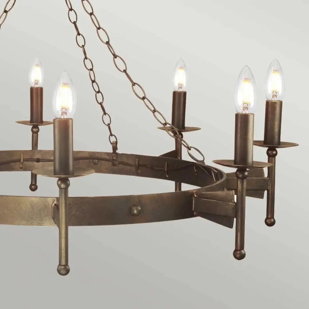 Elstead LED Kroonluchter 8x E14 60W - Dimbaar Old Bronze