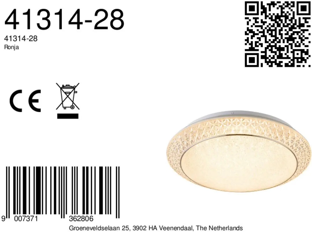 Globo Ronja Plafondlamp - Ø41cm - Wit - afbeelding 6 van 6