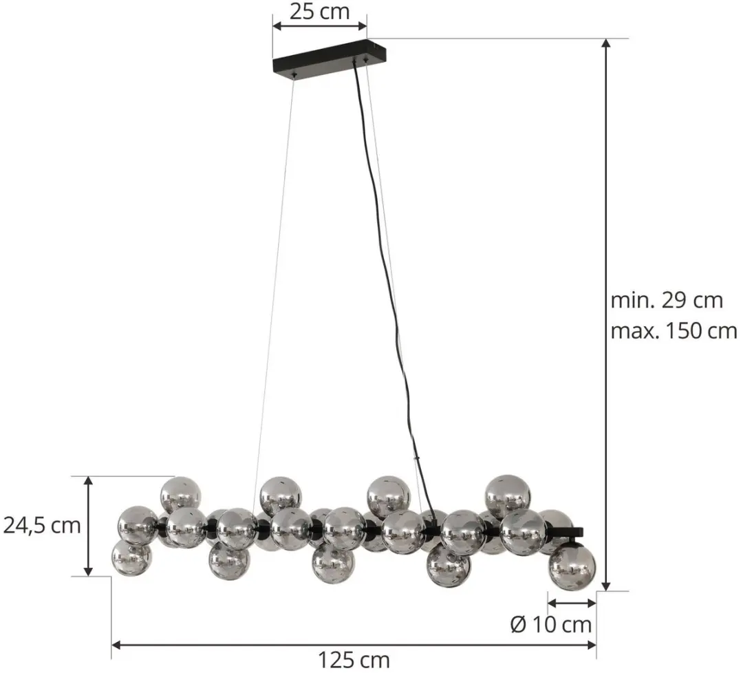Lucande Hanglamp 25xG9 - 20cm - Zwart/rookgrijs