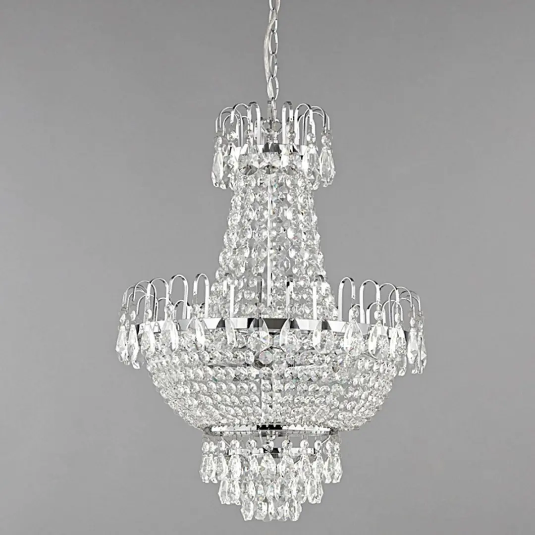 Lindby Hanglamp 5-Lichts Metaal Kristal 62cm - Chroom